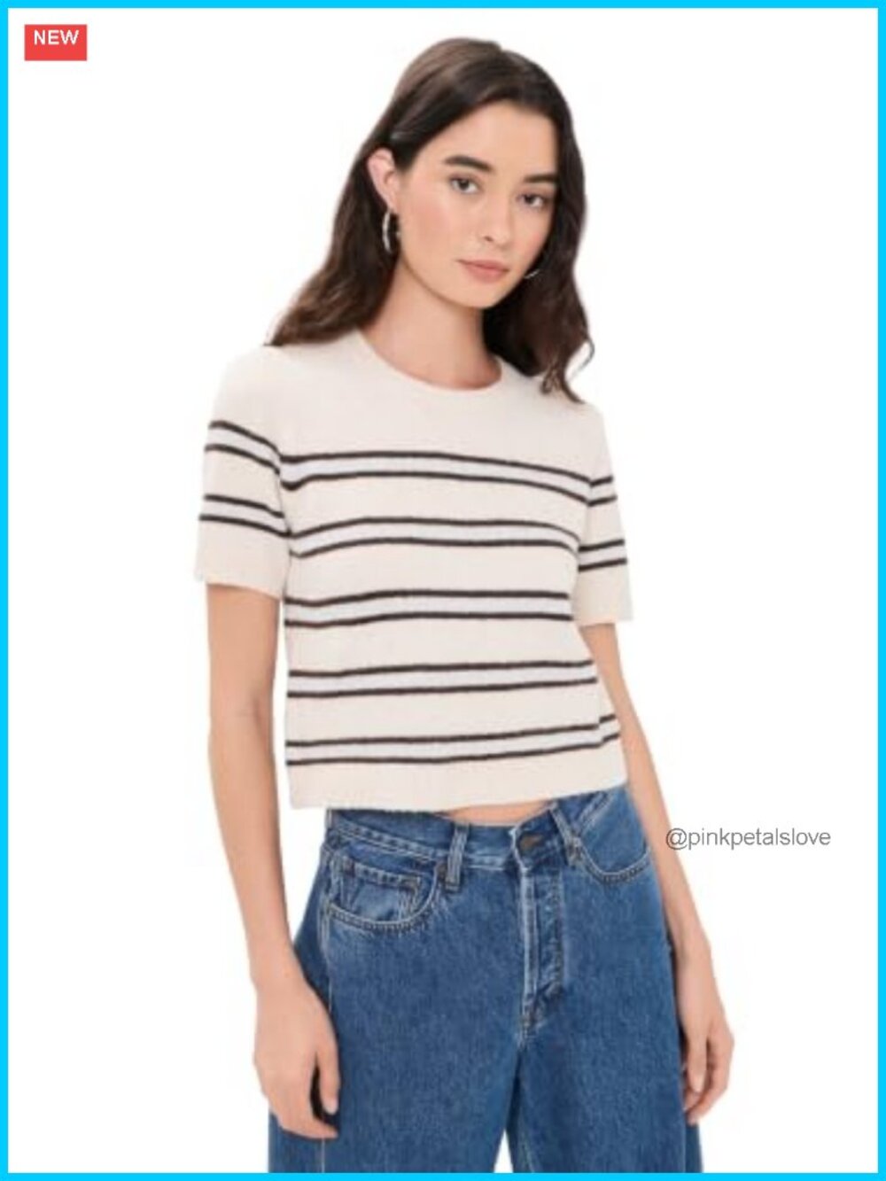 Lightweight Super-Stretch Knit Stripe Pullover Sweater